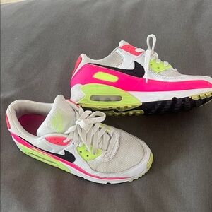 Nike Air Max White with Neon Pink & Volt Accents